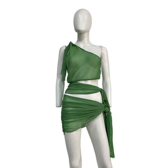 Tularosa 'Ina' Green Polyester Mini Wrap Dress Size M - Picture 2 of 5